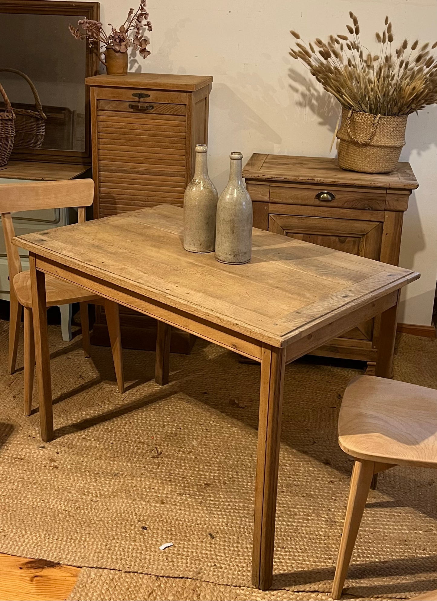 Table ancienne en chêne massif brut 4/6 personnes