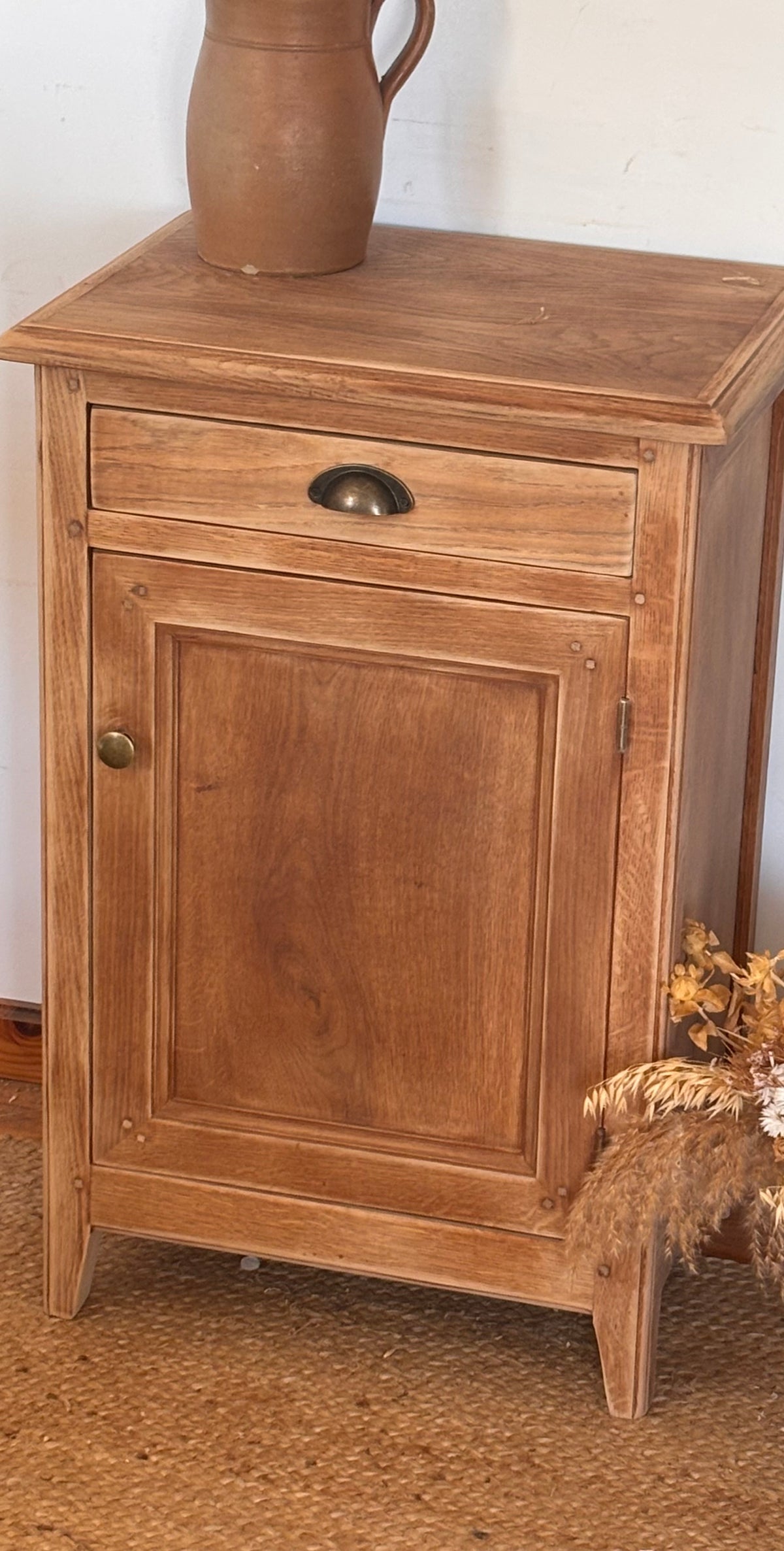 Confiturier ancien en chêne massif brut - buffet 1 porte - meuble vasque