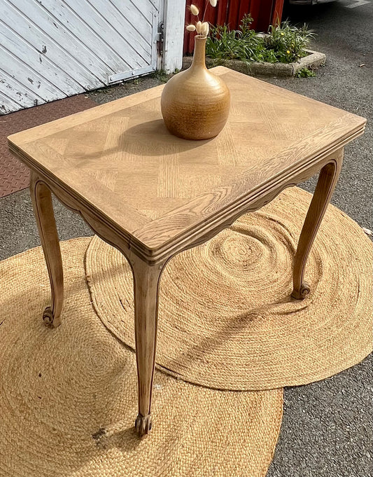 Table portefeuille ancienne en chêne brut - de 2 a 4/6 personnes