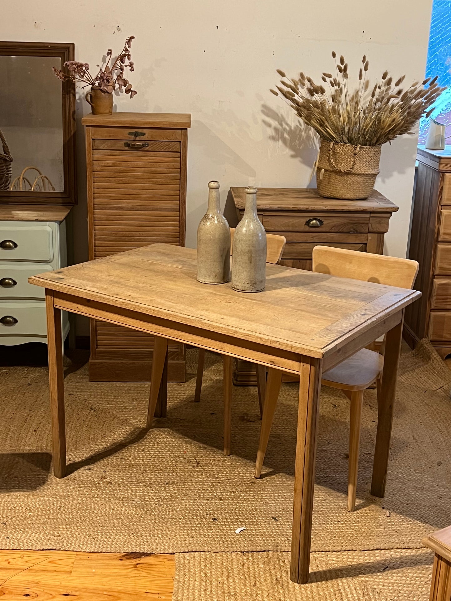 Table ancienne en chêne massif brut 4/6 personnes
