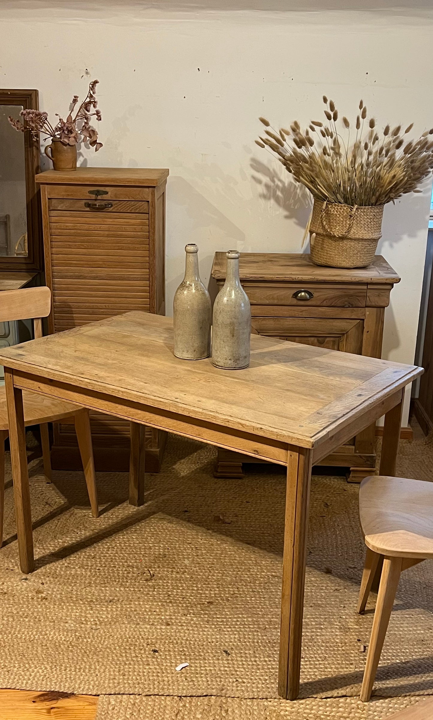 Table ancienne en chêne massif brut 4/6 personnes