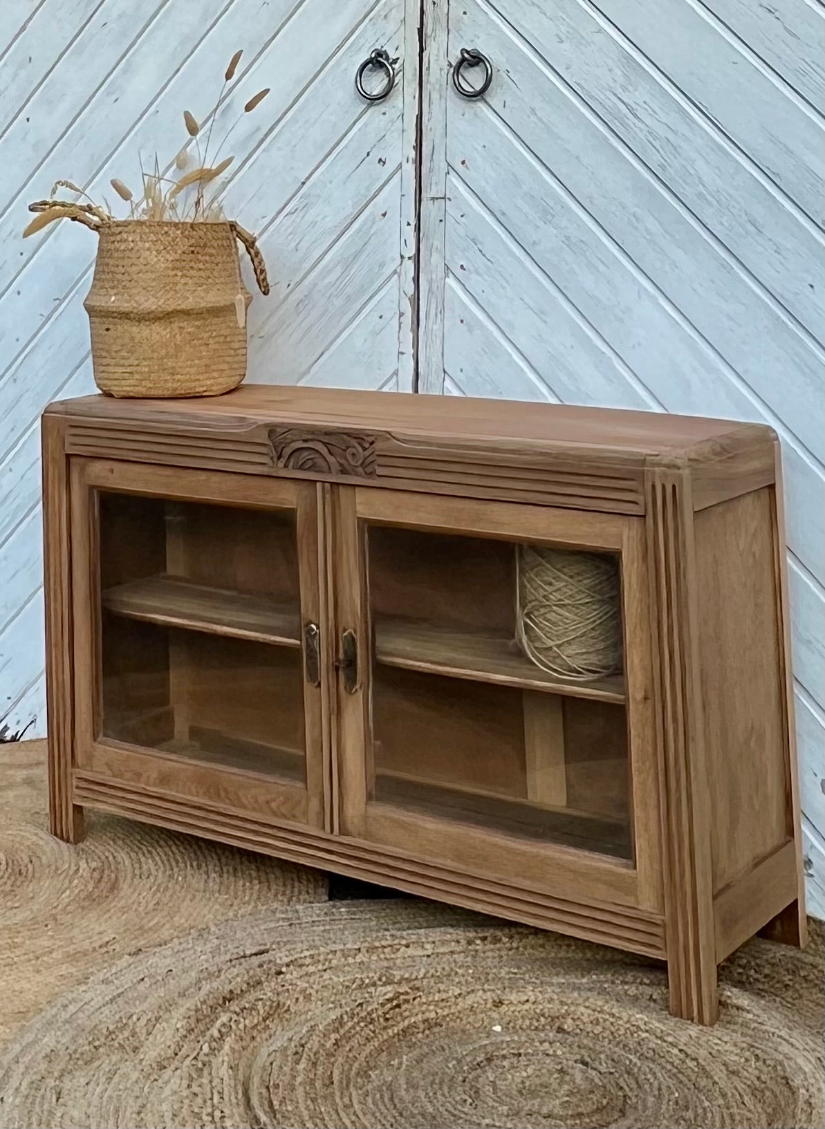 Meuble télé tv ancien en bois massif brut