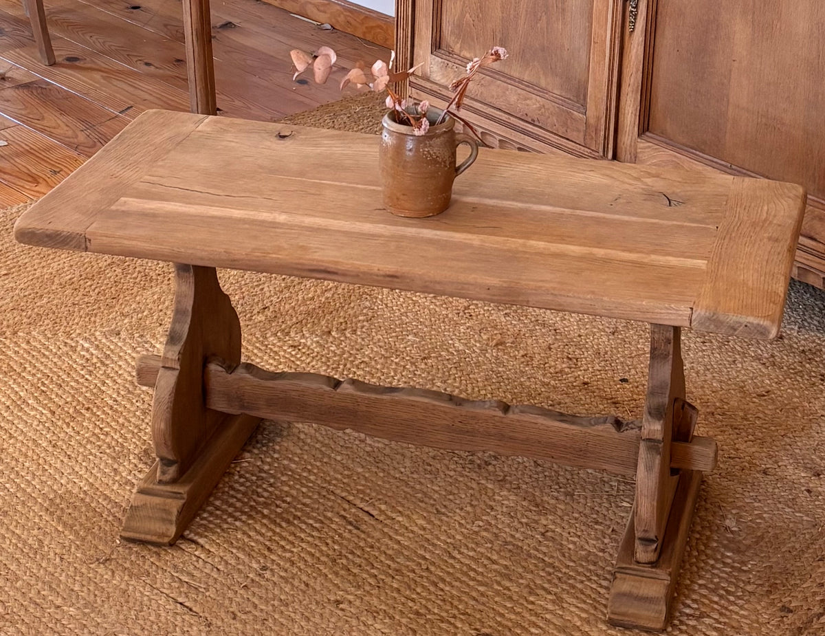 Table basse monastère ancienne en chêne massif brut