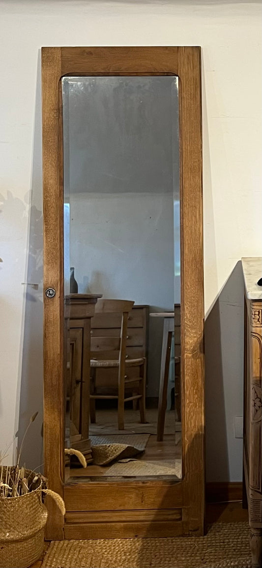 Grand miroir ancien en chêne massif brut