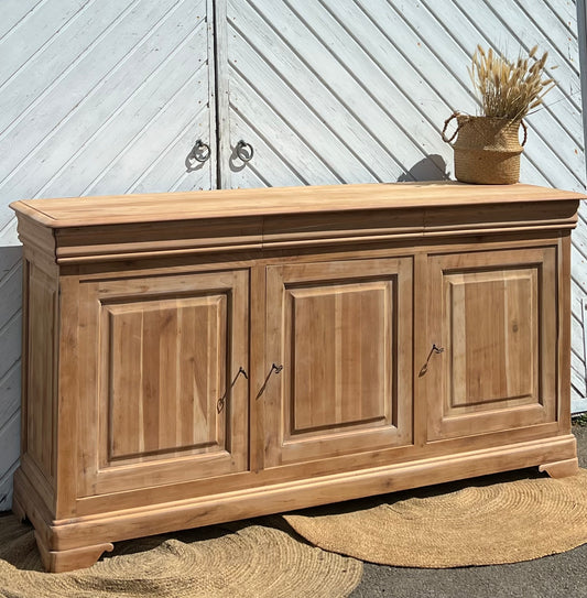 Grande enfilade / buffet ancien rénové- 3 tiroirs en bois massif brut
