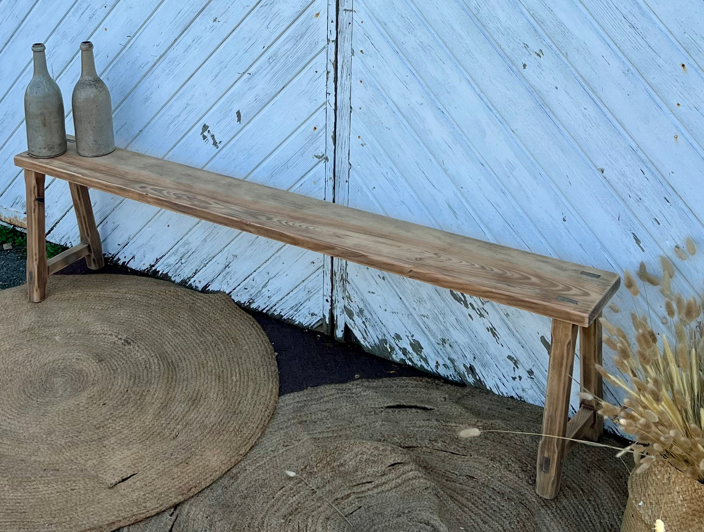 Bancs de ferme anciens en bois massif brut 1m76